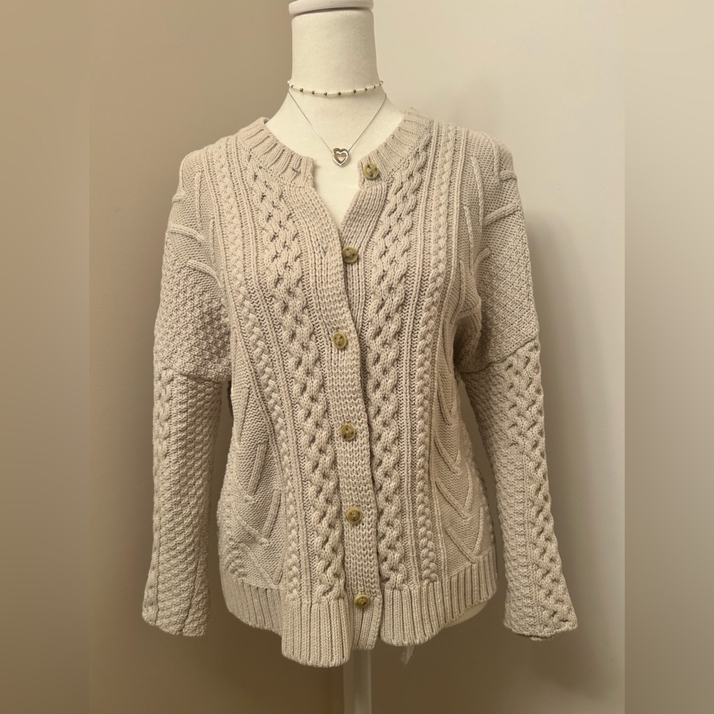 Y2K Cream Cable Knit Sweater